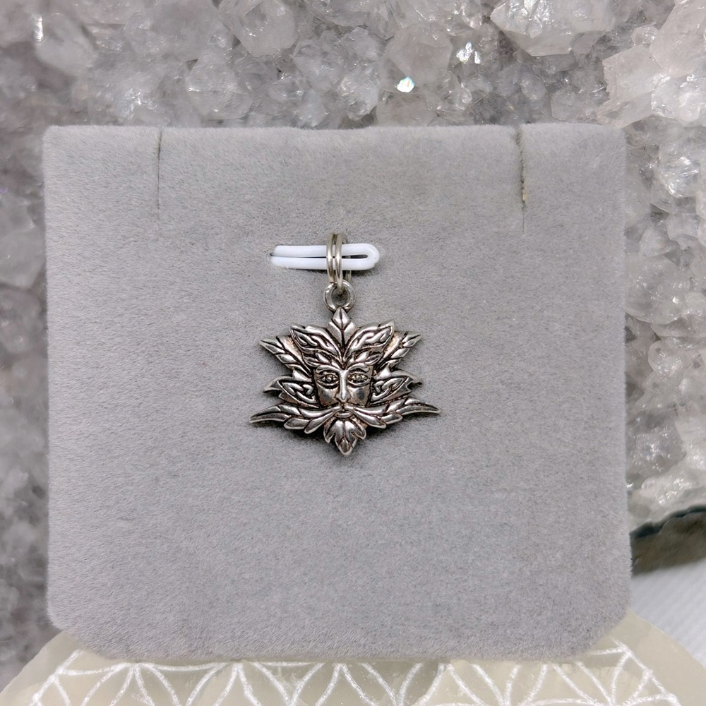 Green Man Leaf Pendant Charm 925